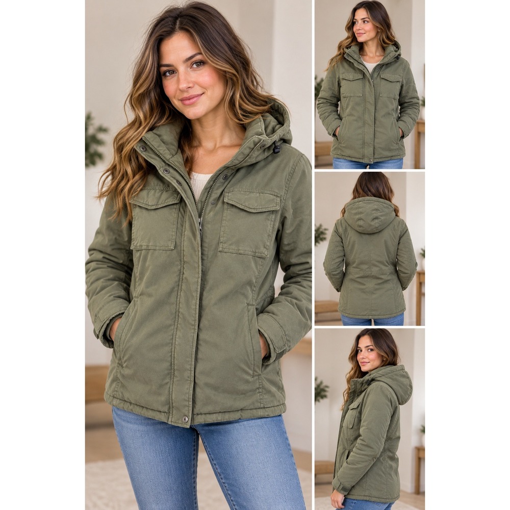 American Eagle Outfitters Womens XS Olive Green Hooded Utility Parka Jacket